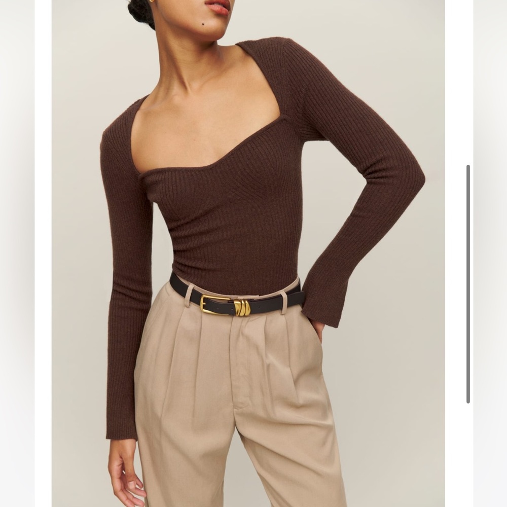 Reformation Brown Glenna Cashmere Sweater Size XL